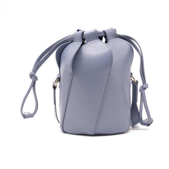 Chloe Bucket Tulip Mini Cross Body Blue Leather Shoulder Bag - Picture 6 of 12